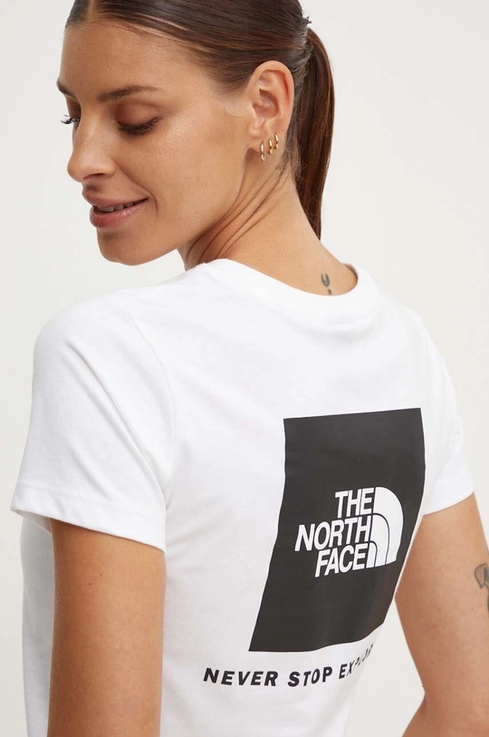 fehér The North Face pamut póló W S/S Redbox Slim Tee Női