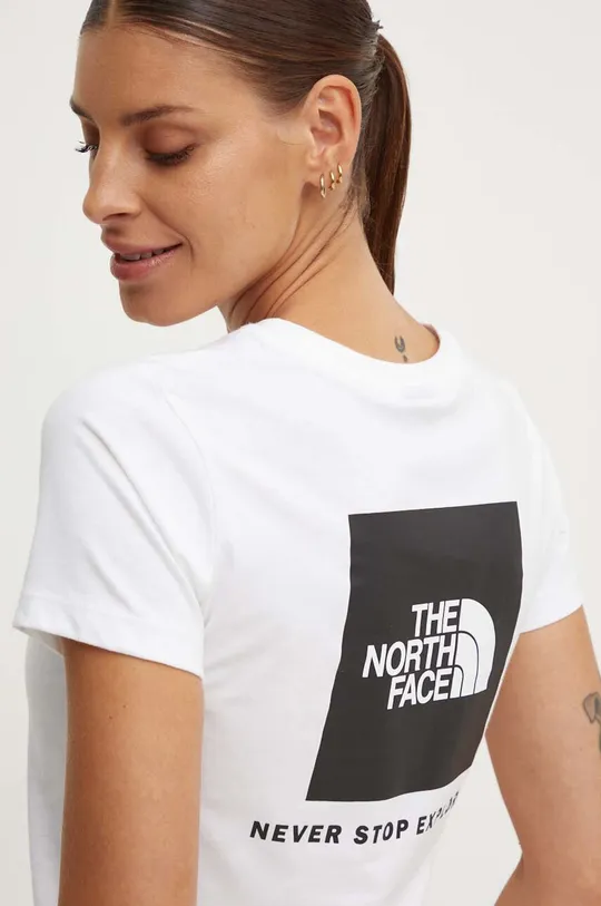 biały The North Face t-shirt bawełniany W S/S Redbox Slim Tee Damski