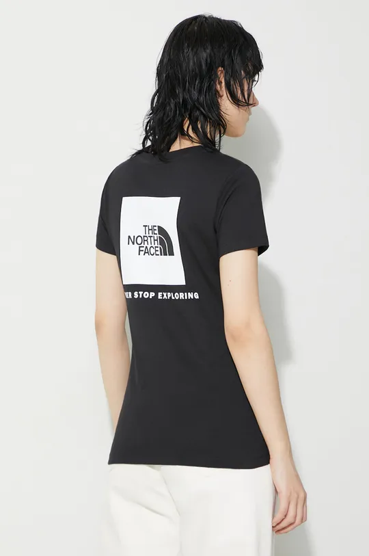 czarny The North Face t-shirt bawełniany W S/S Redbox Slim Tee Damski