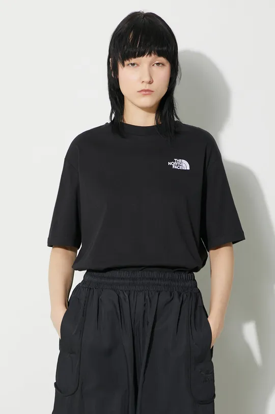 negru The North Face tricou din bumbac W S/S Essential Oversize Tee De femei