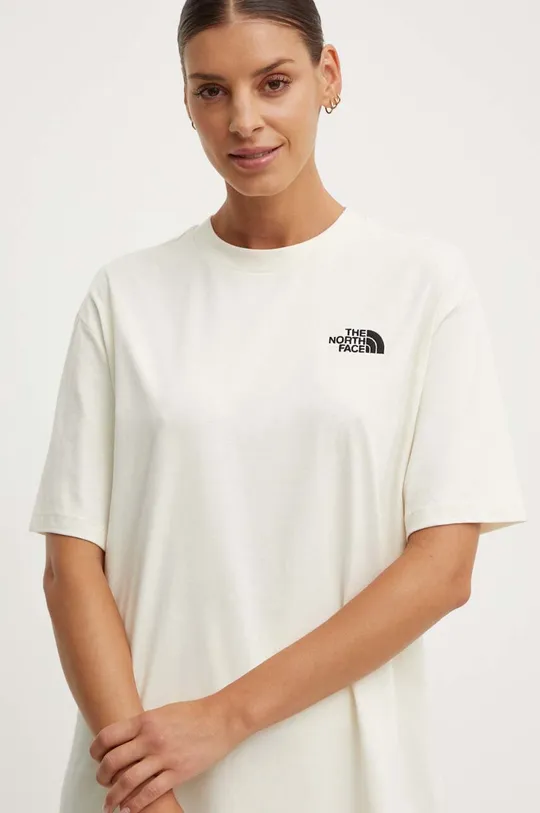 beżowy The North Face t-shirt bawełniany W S/S Essential Oversize Tee