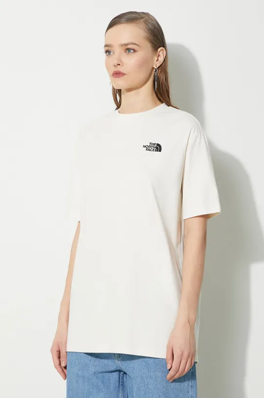 beżowy The North Face t-shirt bawełniany W S/S Essential Oversize Tee