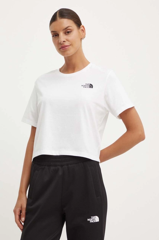 λευκό Μπλουζάκι The North Face W Simple Dome Cropped Slim Tee Γυναικεία