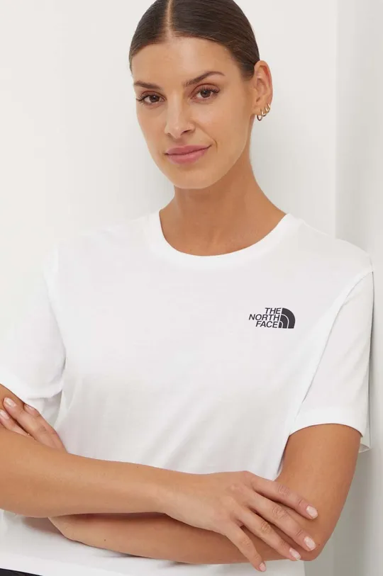 бял Тениска The North Face W Simple Dome Cropped Slim Tee