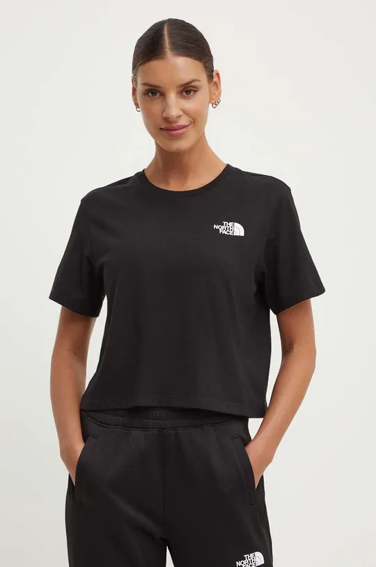 fekete The North Face t-shirt W Simple Dome Cropped Slim Tee Női