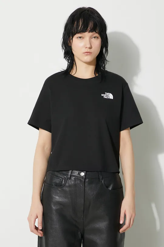 nero The North Face t-shirt W Simple Dome Cropped Slim Tee Donna