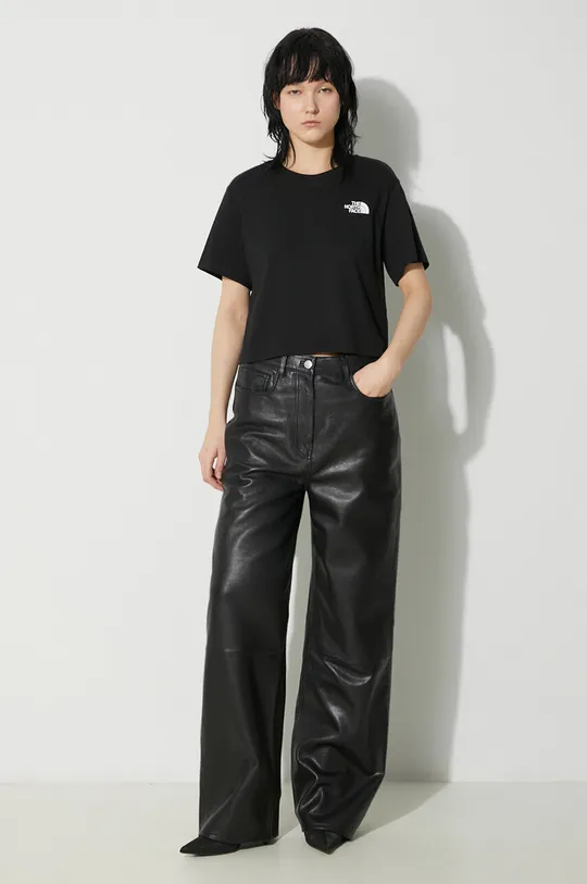 The North Face t-shirt W Simple Dome Cropped Slim Tee fekete