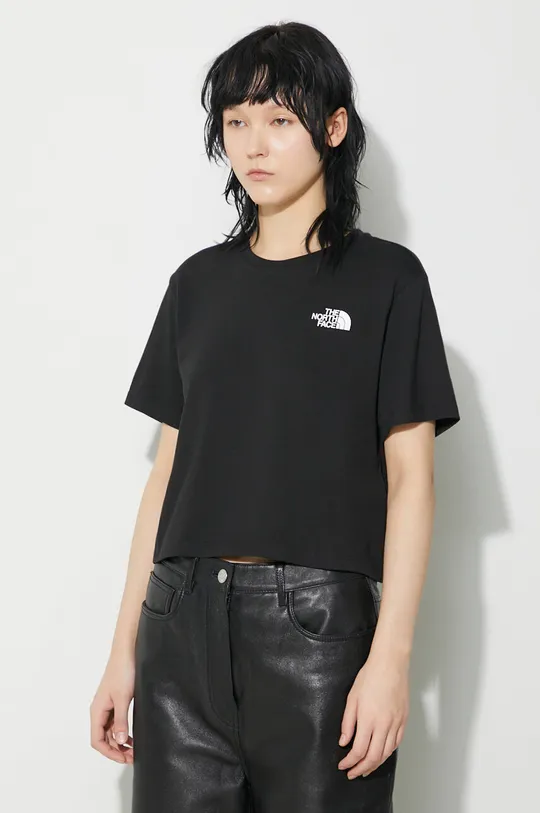 negru The North Face tricou W Simple Dome Cropped Slim Tee