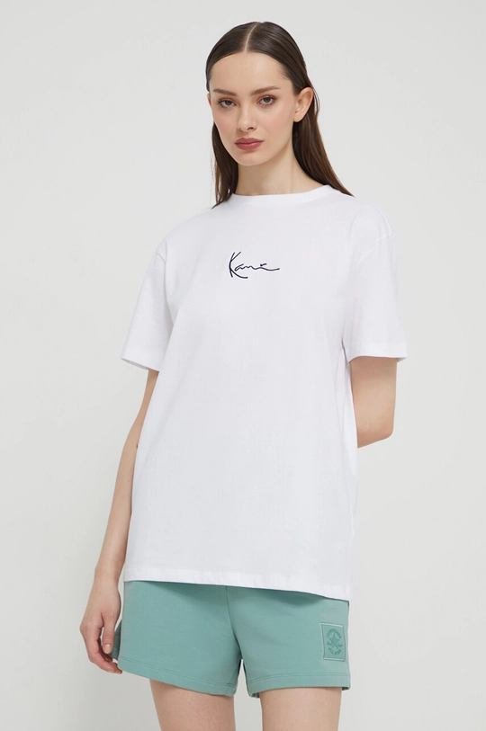 biały Karl Kani t-shirt bawełniany Damski