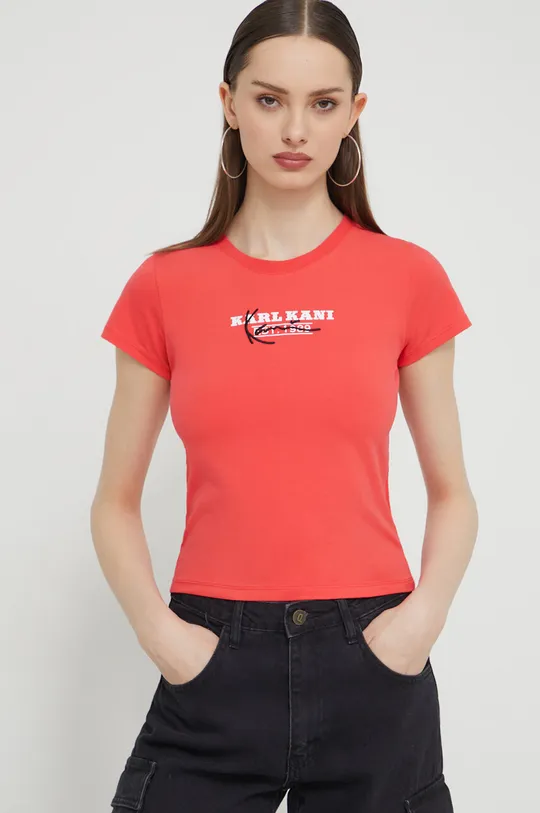 czerwony Karl Kani t-shirt Damski