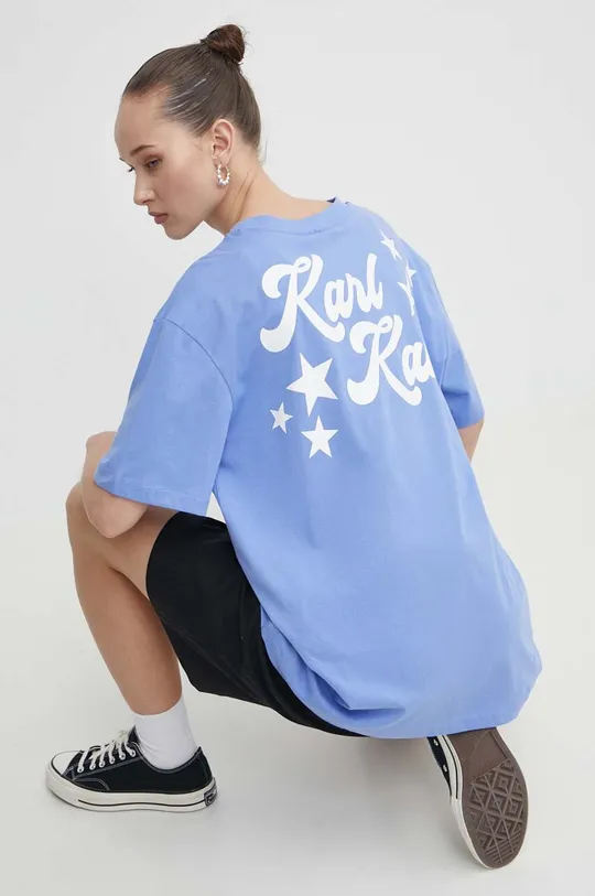 блакитний Бавовняна футболка Karl Kani Жіночий