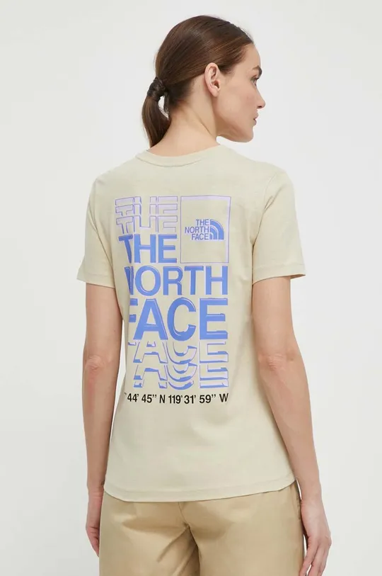 Βαμβακερό μπλουζάκι The North Face μπεζ
