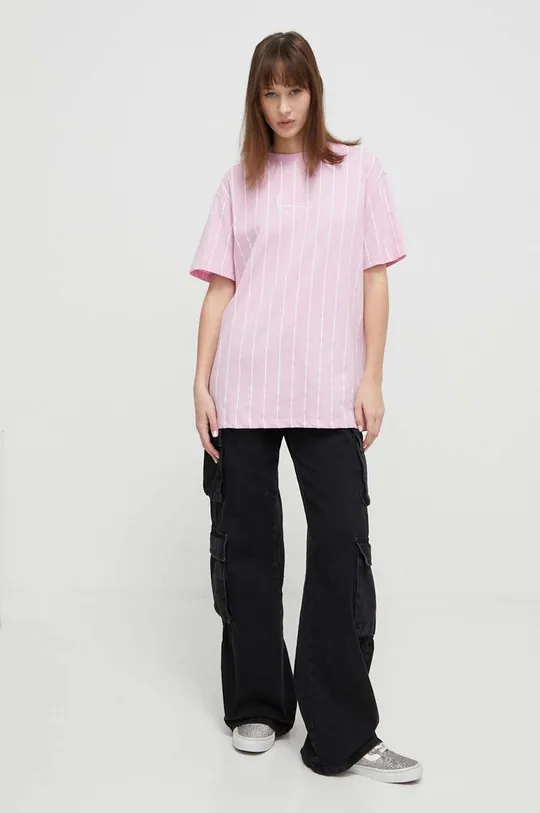 Karl Kani t-shirt bawełniany różowy