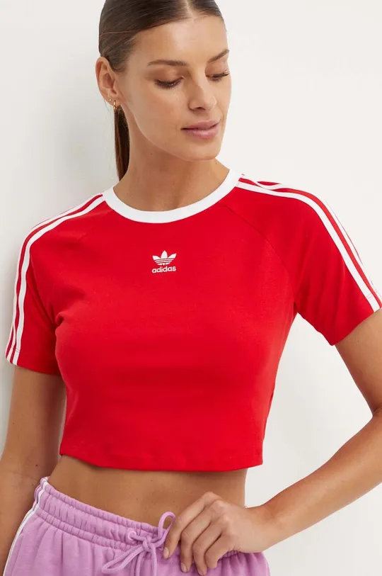 rosu adidas Originals tricou 3 Stripes Baby Tee De femei