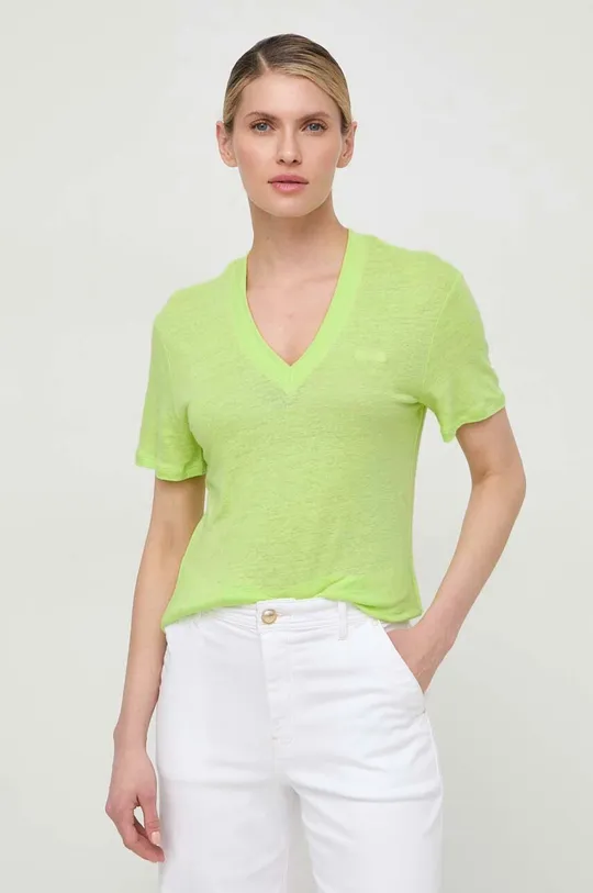 зелений Льняна футболка Boss Orange Жіночий
