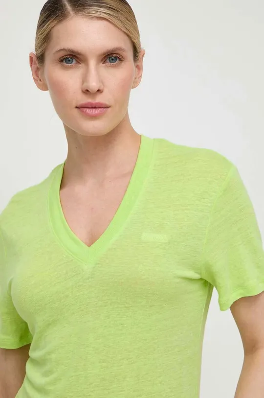 zelená Ľanové tričko Boss Orange
