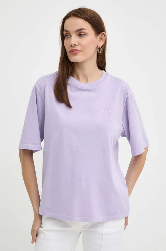фіолетовий Бавовняна футболка Boss Orange Жіночий