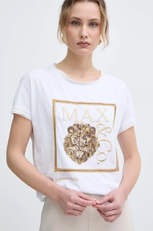 biały MAX&Co. t-shirt bawełniany x FATMA MOSTAFA