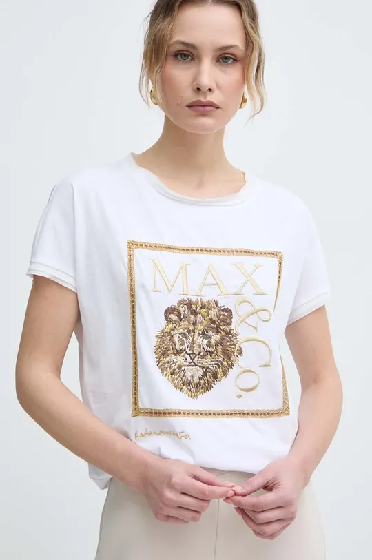 λευκό Βαμβακερό μπλουζάκι MAX&Co. x FATMA MOSTAFA