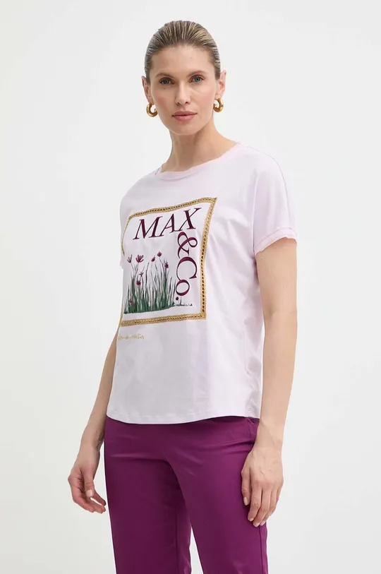 фиолетовой Хлопковая футболка MAX&Co. x FATMA MOSTAFA
