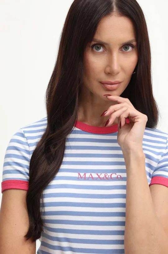 голубой Хлопковая футболка MAX&Co.