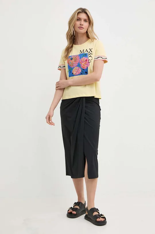 Βαμβακερό μπλουζάκι MAX&Co. κίτρινο