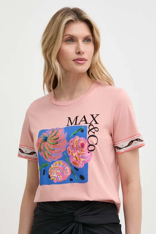ροζ Βαμβακερό μπλουζάκι MAX&Co. Γυναικεία