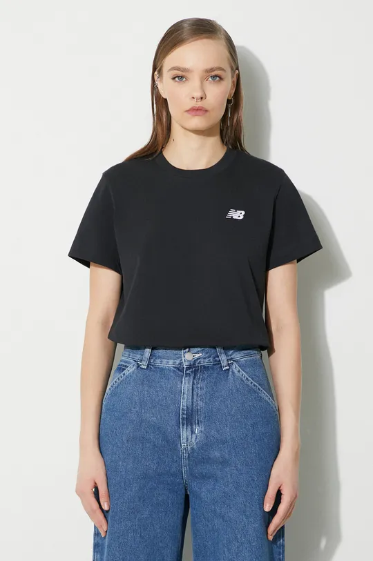 czarny New Balance t-shirt bawełniany Essentials Cotton