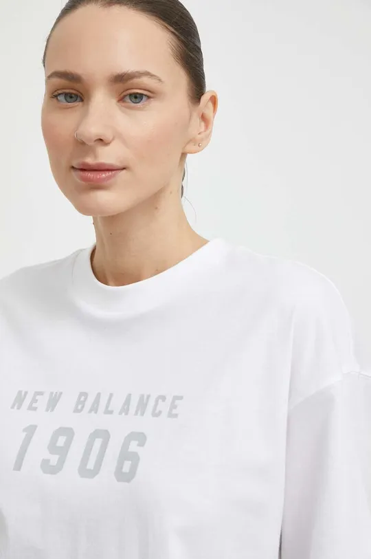 biały New Balance t-shirt bawełniany WT41519WT
