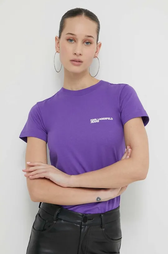vijolična Bombažna kratka majica Karl Lagerfeld Jeans Ženski