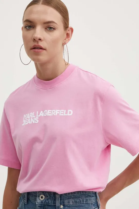 рожевий Бавовняна футболка Karl Lagerfeld Jeans