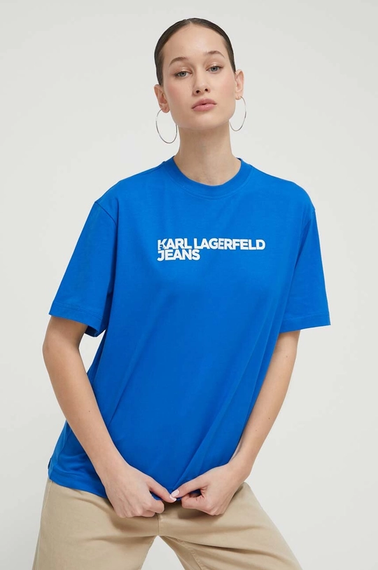 niebieski Karl Lagerfeld Jeans t-shirt bawełniany