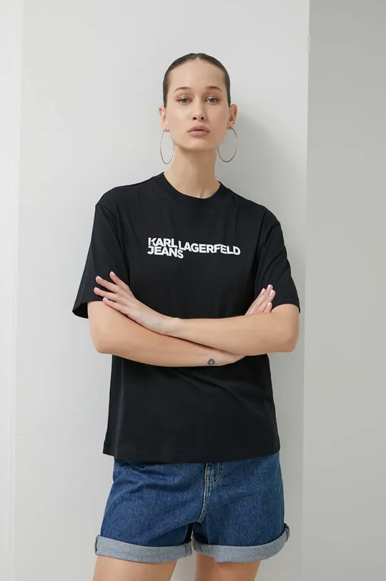 čierna Bavlnené tričko Karl Lagerfeld Jeans