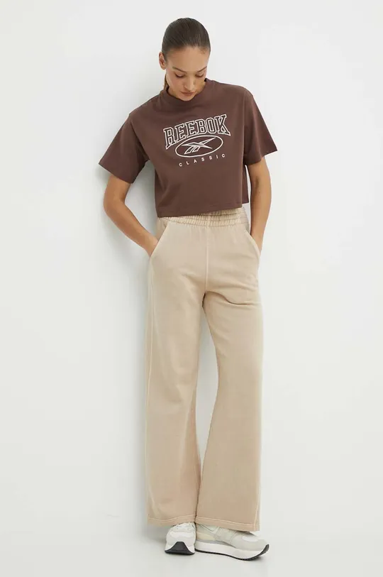 Reebok Classic t-shirt bawełniany Archive Essentials brązowy