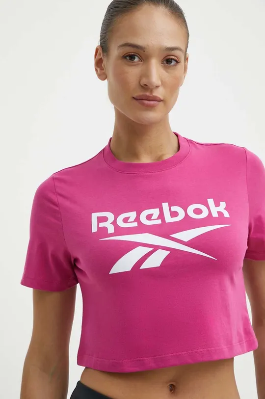 roza Bombažna kratka majica Reebok Identity Ženski