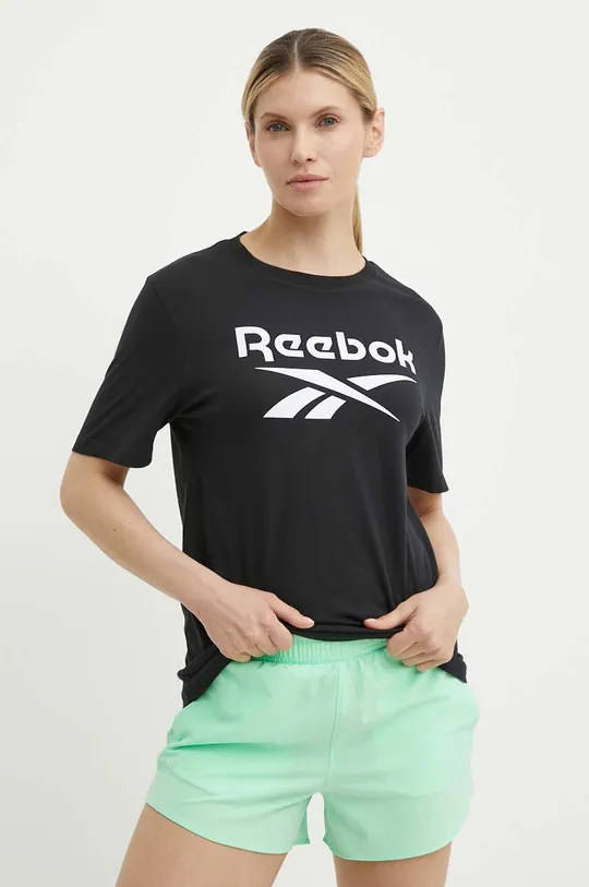 črna Bombažna kratka majica Reebok Identity Ženski