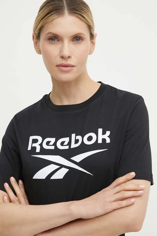 μαύρο Βαμβακερό μπλουζάκι Reebok Identity
