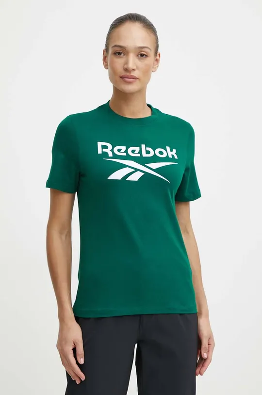 зелёный Хлопковая футболка Reebok Identity Женский