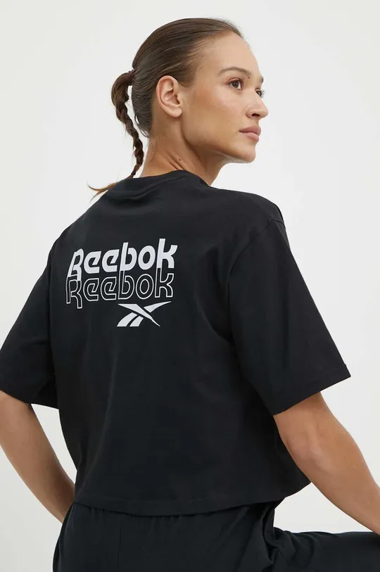 μαύρο Βαμβακερό μπλουζάκι Reebok