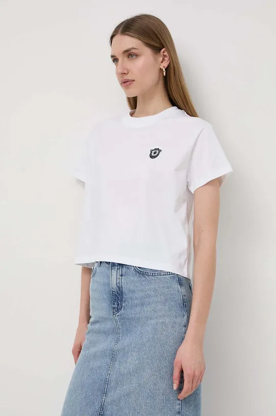biały Karl Lagerfeld t-shirt bawełniany Damski