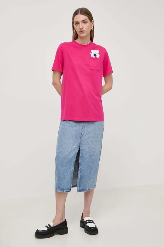 ροζ Βαμβακερό μπλουζάκι Karl Lagerfeld x Darcel Disappoints Γυναικεία