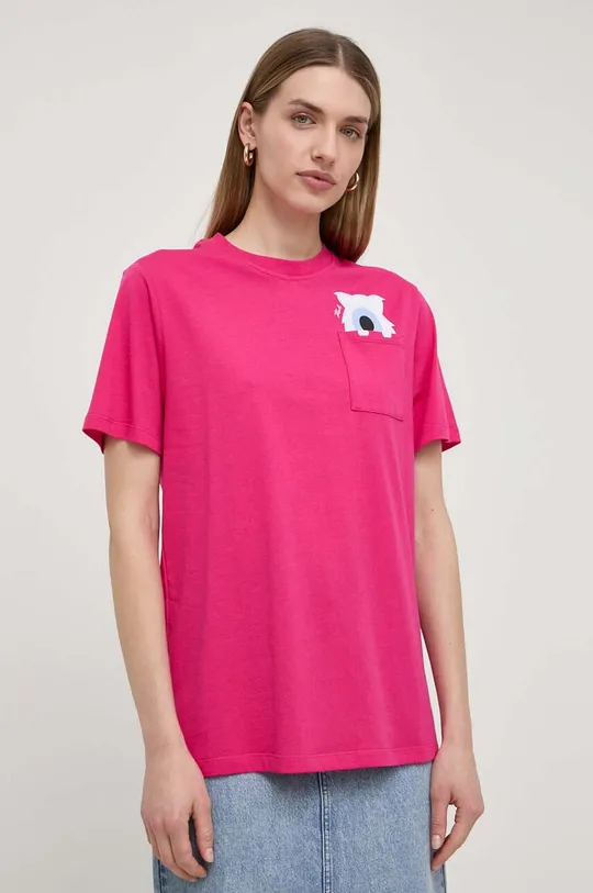 Bavlnené tričko Karl Lagerfeld x Darcel Disappoints ružová