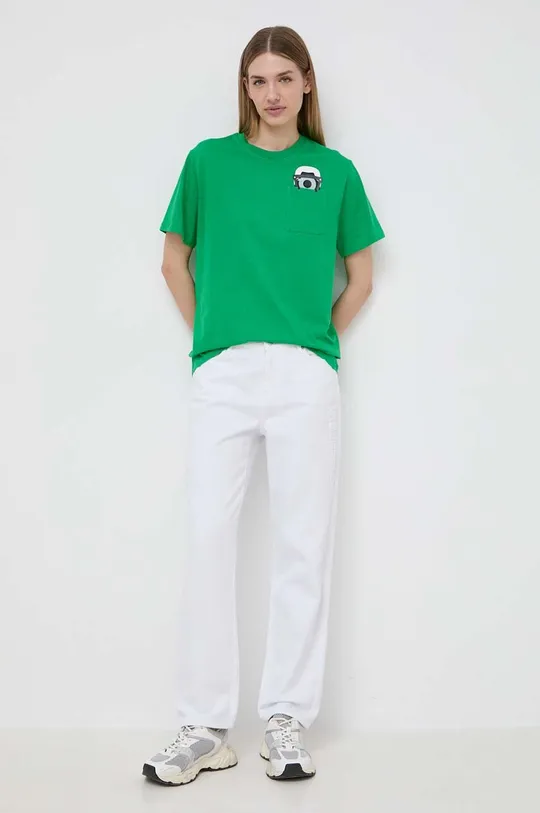 Βαμβακερό μπλουζάκι Karl Lagerfeld x Darcel Disappoints πράσινο