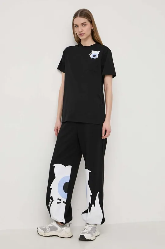 Bombažna kratka majica Karl Lagerfeld x Darcel Disappoints črna