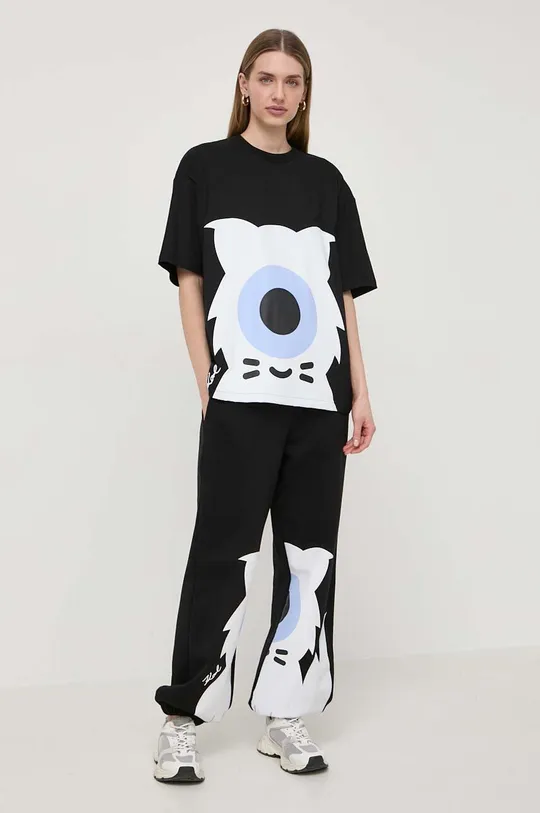 Βαμβακερό μπλουζάκι Karl Lagerfeld x Darcel Disappoints μαύρο