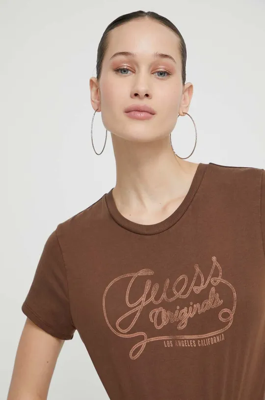 brązowy Guess Originals t-shirt