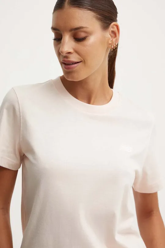 różowy New Balance t-shirt bawełniany Jersey Small Logo