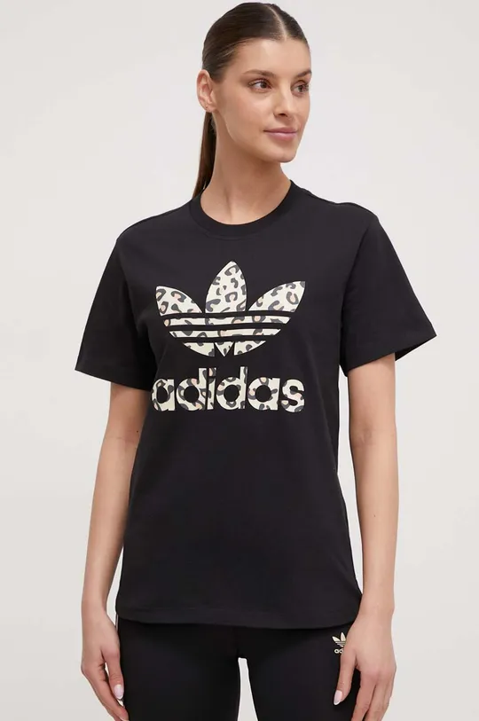 чёрный Хлопковая футболка adidas Originals Женский