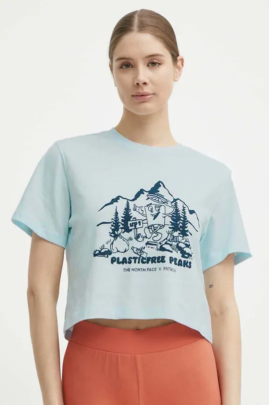 μπλε Βαμβακερό μπλουζάκι The North Face Γυναικεία