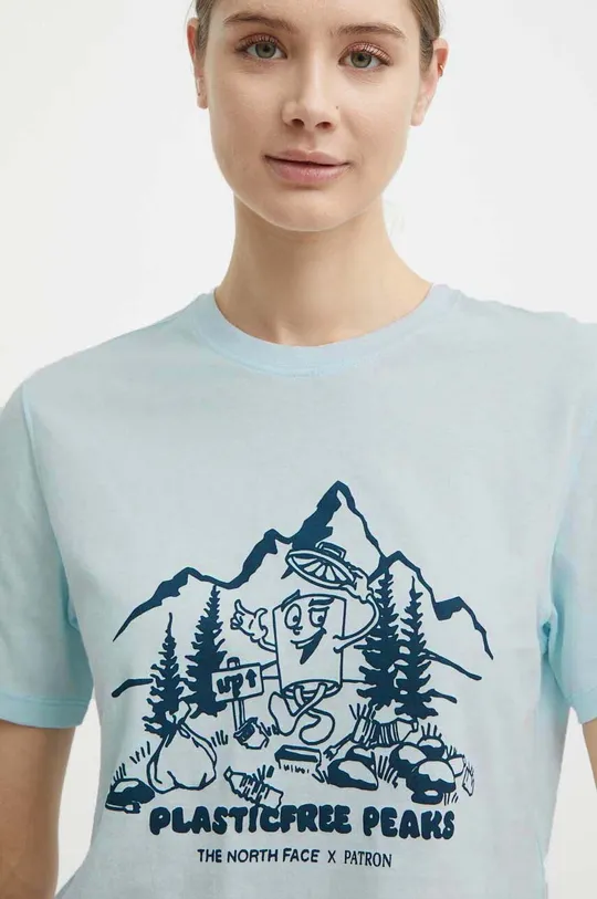 голубой Хлопковая футболка The North Face